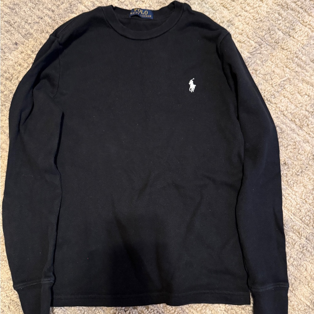 Polo by Ralph Lauren Black Long Sleeve Tee with White Logo